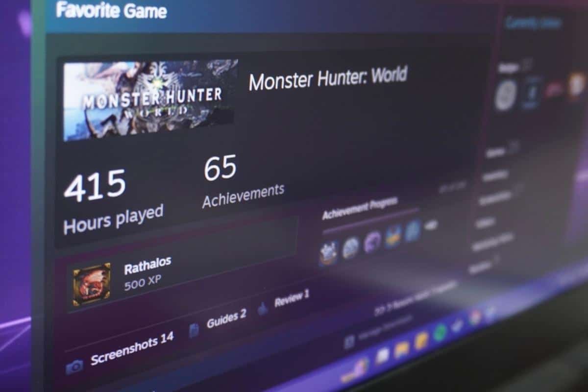 Pagina di steam sul gioco Monster Hunter con achievent