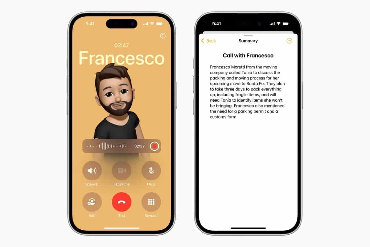 Con Apple Intelligence potremo registrare le chiamate e trascriverle